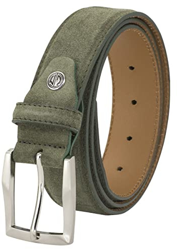 LINDENMANN Leder-Gürtel Herren 35 mm Veloursleder olive, Farbe/Color:grün, Size US/EU:Bundweite 120 cm Gesamtlänge 135 cm W 47.5 XXL