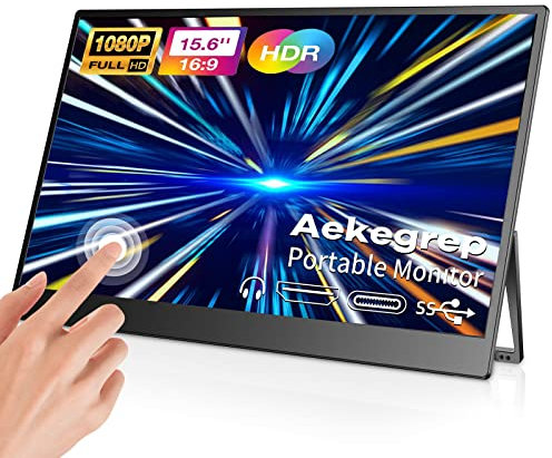 Aekegrep Portable Touchscreen Monitor, 15.6inch 60HZ 1080P FHD USB-C Laptop Monitor,178°Full View,Portable Monitor,Gaming Monitor.for Laptop, Desktop, MacBook, Phones,Tablet,PS5/4,Xbox,Switch.
