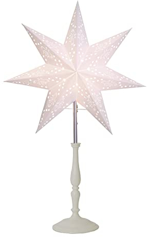 MARELIDA Papierstern Romantic - stehend - 7-zackig - H: 55cm D: 35cm - inkl. E14 Fassung u. Kabel (weiß)