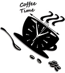 Artibetter Ziffer D Dekoration Dekor Uhren Schwarz Hängend Home Acryluhr Wandform Aufkleber Zeit Hohl Küche Tasse Modern DIY Coffee