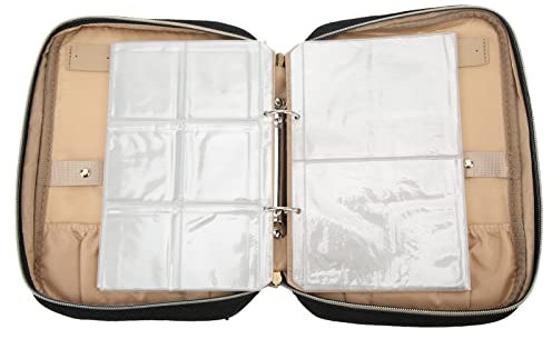 FOLOSAFENAR Libro de Almacenamiento de Joyas ,Organizador de Joyas Portátil de Gran Capacidad ,Estuche para Carpetas ,Cierre Incorporado ,Negro para Collares para el Hogar