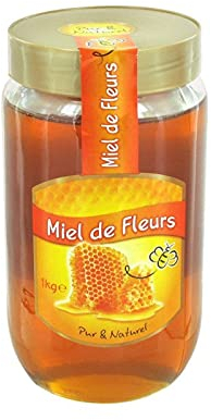 Sans Marque - Miel Fleur Pur en Pot de Verre de 1Kg - Douceur Naturelle pour vos Tartines - Origine France - 1000g de Plaisir Sucré et Naturel. - Lot De 3 - Vendu Par Lot