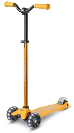 Maxi micro™ Deluxe Pro LED | Das ORIGINAL | Kinder Roller ab 5 Jahren | Premium Kinderroller von 5-7 Jahre | Lenker höhenverstellbar | Kickboard Scooter | 5 6 7 Jahre (Sunburst Yellow)