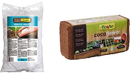 Flower Perlita, 5 l & Coco Taco, 9 l Fibra de Coco para Plantas con sustrato