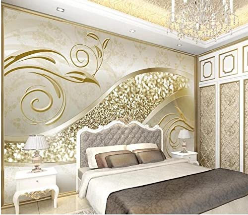 BeNsil Wallpaper Abstract Pattern Pearly Gold Yellow 3D Stereo TV Background Wall*300cmx210cm(118.1x82.7inch)