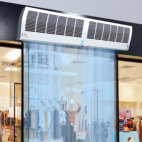 CUPLES 60cm-150cm Luftschleier Für Tür, Windvorhang Maschine Ventilator, 2 Geschwindigkeiten, Geräuscharmer Betrieb Mit Fernbedienung, Für Zu Hause, Hotel (Size : 60cm(100W))
