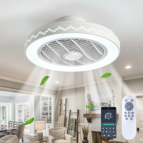 LOKUNM Deckenventilator Timing Umkehrbar Smart Dimmen Deckenventilator mit Lichtern und Fernbedienung 36W Speicher Leise Gebläseleuchte Ceiling Schlafzimmer