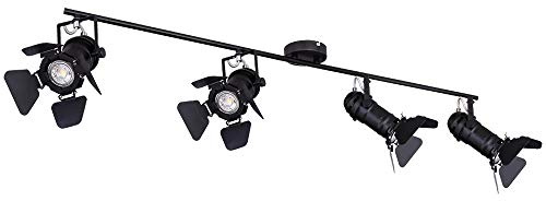 Deckenlampen Deckenleuchte Deckenstrahler Esszimmer Spotleuchte mit verstellbaren Filmspots, Metall schwarz, 4x GU10 Fassung, LxH 125x26,5 cm