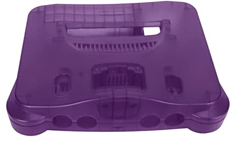 Ersatzgehäuse für N64 - Stabiles Durchsichtiges ABS Gehäuse für Spielekonsolen, Kompatibel mit Retro Videospielkonsole, Transparent Lila
