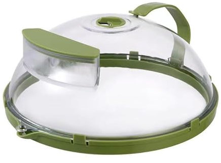 Microwave Cover for Food, Clear Microwave Splatter Cover with Handle and Water Storage Box, 10 Inch Plate Covers, Kitchen Gadgets and Accessories, House Essentials for New Home Gifts, Green