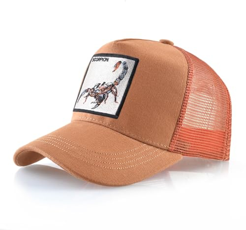ZXRSJBL Skorpion-Stickerei-Muster, Tier-Netzmütze, bestickte Baseballmütze, Herren- und Damenmütze Street Dance Duck Tongue Cap