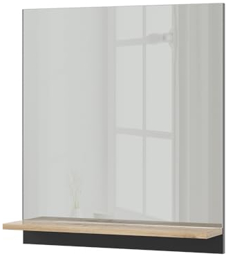 Vicco Badspiegel Marelle, Anthrazit/Artisan-Eiche, 60 x 67 cm mit Regal