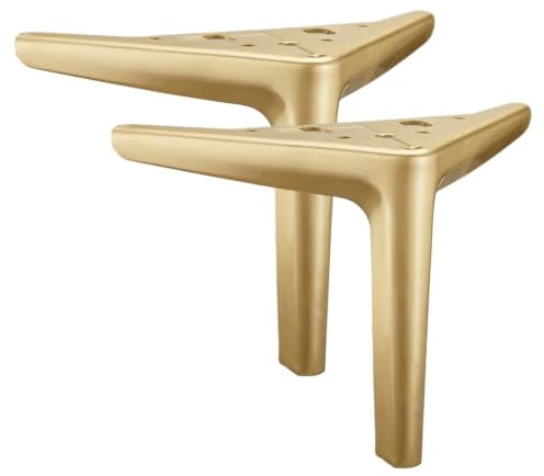 ETOPARS Remplacement de meubles pieds triangle en métal armoire vanité canapé chaise banc,pack de 2(Brushed Golden,10cm)