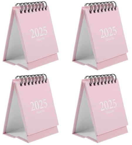 SEWACC 4stücke Mini Tischkalender Dekorativer Spiral-kalender Für Schreibtisch Einfacher Und Praktischer Tischkalender Für Zuhause Büro Und Schule Sanftem Pastellrosa