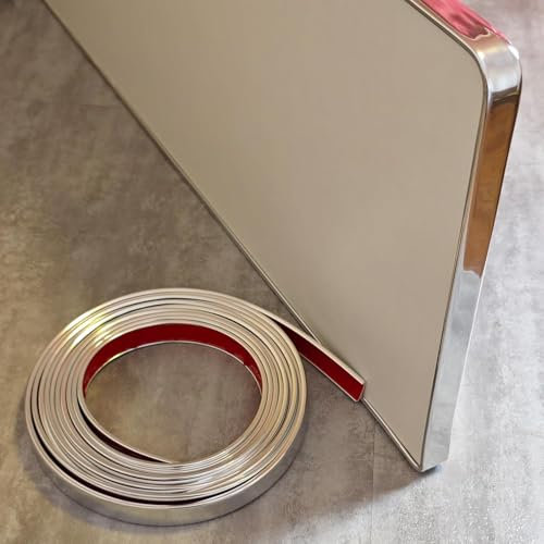 U-Shape Flexible Furniture Edge Banding,Self Adhesive PVC Veneer Edge Sealing Strip,U Channel,Edge Tape,Edge Protector & Edging Trim for Table Plywood Worktop Cabinet Restoration (20mm×5m Silver)