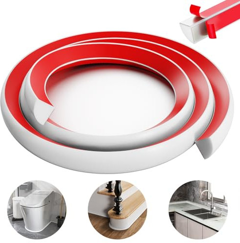 Moulure flexible en quart de rond de 99,1 cm - Moulure en caoutchouc de 1,27 cm - Garniture d'angle autocollante pour bord de mur, base d'escalier, d'armoire, comptoir