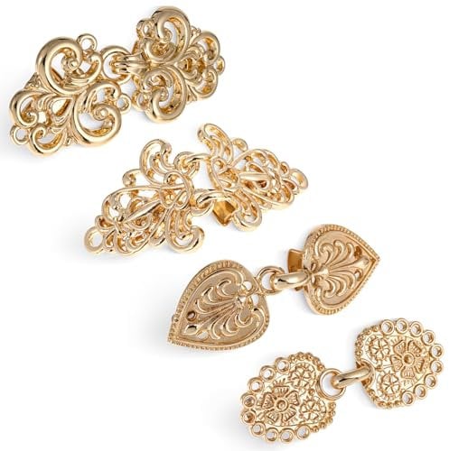Dimeho 4 Stück Vintage Pullover Schal Clips Retro Swirl Mantel Broschen Antike Umhang Brosche Keltischer Pullover Verschluss Umhang Clips Retro Cardigan Clip Kleid Hemd Brosche Clips für Damen(Gold)