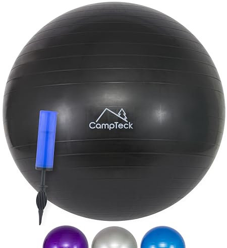 CampTeck U7289 Unisex Gymnastikball 65cm mit Handpumpe für Yoga, Fitness, Fitnessstudio, Pilates - Schwarz