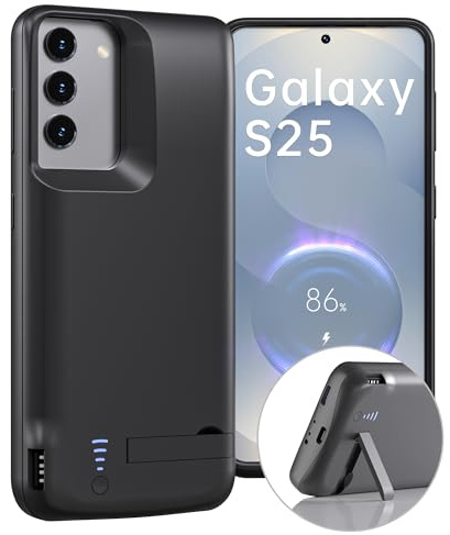 Battery Case for Galaxy S24/S25, Extended Rechargeable Backup Batteri Charging Cases for Samsung Galaxy S25 & S24 Portable Power Bank Protective Cover, Black