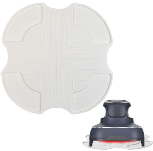 Dessous de plat en silicone pour friteuse à air comprimé compatible avec Ninja Crispi, tapis antidérapants et résistants à la chaleur pour friteuse à air (blanc crème)