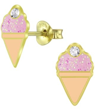 Monkimau Mädchen Ohrringe Eis | Ohrstecker aus 925 Sterling Silber | Kinderohrringe hypoallergen