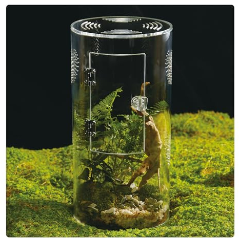 Acryl-Terrarium für Reptilien & Spinnen – kleines/mittelgroßes/großes auslaufsicheres Gehege (horizontal/vertikal) | ideal für Vogelspinnen, Springspinnen, Frösche & Geckos (groß, rund)