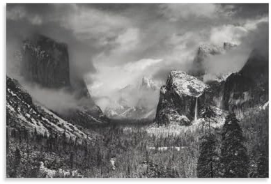 Ansel Adams Clearing Winter Storm, Yosemite National Park, Kalifornien, 1944, Schwarz-Weiß-Landschaftsfotos, Leinwand, Wandkunst, Poster