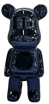 rowen homes Pearlescent Standing Bear Sculpture - 28cm Decorative Money Box Ornament, Glossy Modern Art Figurine for Home Decor - Luxury Interiors (Black)