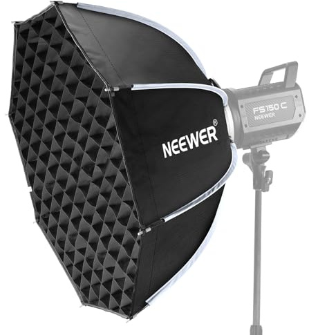 NEEWER BASICS Softbox Ottagonale con Attacco Bowens, Set Illuminazione Soft Box a Sgancio Rapido da 65cm con Griglia, Compatibile con Aputure 150c Godox SL60w, per FS300C FS150B HB80C CB200C Q6, NS63P