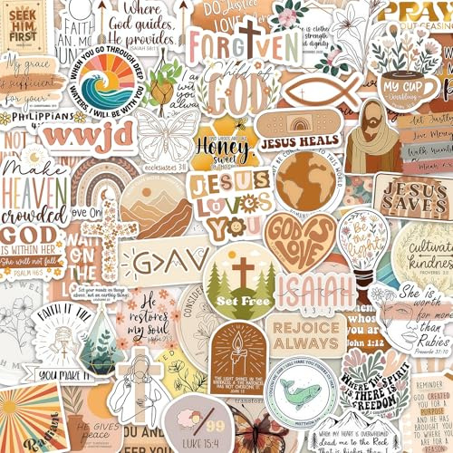 Vesavifaka 160 Stück Boho Christliche Sticker, Inspirierende Bibelverse Sticker, wasserdichte Vinyl Glaubens Jesus Aufkleber für Bibeltagebuch, Wasserflasche, Scrapbook, Laptop Geschenke für Kinder