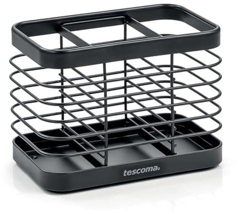 Tescoma ONLINE Besteckabtropfkorb aus Metall mit 3 Unterteilungen für Löffel, Gabeln und Messer - 900806