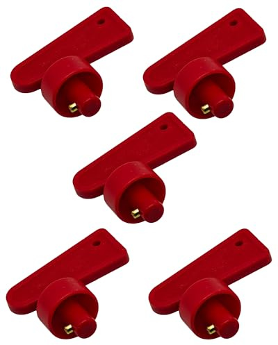 5PCS Battery Isolator Switch Spare Keys - Battery Disconnect Key - Plastic Power Cut Off Switch Replacement - Auto Marine Boat RV Use - Red