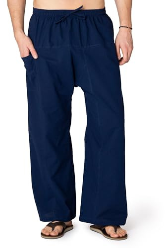 PANASIAM leichte Baumwollhose Damen & Herren - im Stil Einer Fischerhose | Schlupfhose Unisex, bequeme Rehahose & Relaxhose mit Gummibund & Tunnelzug - Freizeithose für Homeoffice, Krankenhaus & Yoga