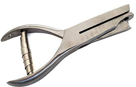 Hochwertige Lochzange - Ticketzange für Prüfplaketten: 2 mm Rundloch mit 50 mm Maultiefe