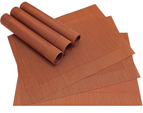 matches21 Edle Tischsets Platzsets BORDA Platzmatten 6er Set kupfer terracotta gewebt aus Kunststoff 46x33 cm abwaschbar Platzdeckchen Esstischunterlagen vom Tischwäsche Spezialist