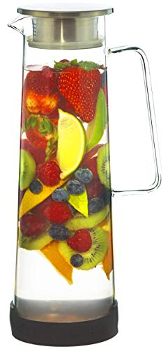GROSCHE BALI Hand-Made Glass Water Infuser & Water Pitcher with Stainless Steel Filter Lid, 1500 ml by GROSCHE