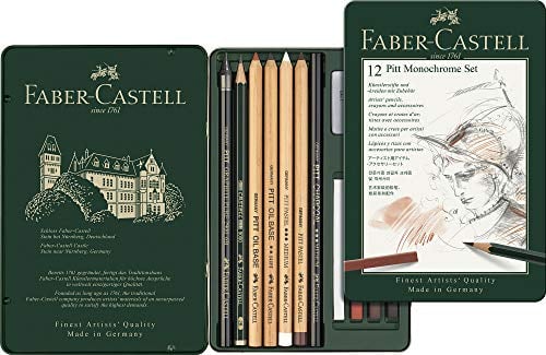 Faber-Castell 112975 - Pitt Monochrome Set im Metalletui, klein, 12-teilig