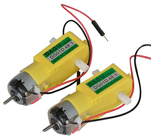 Dagu HiTech Ele DG01D-W/LEADS Gear Motor Pair with Leads and Breadboard Pins, 90 Degree Shaft