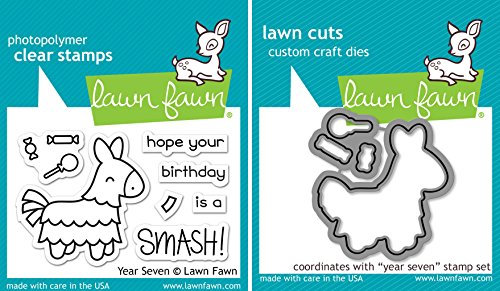 Lawn Fawn Pinata klare Stempel & Matrize Set - Jahr sieben-2-Element-Bundle
