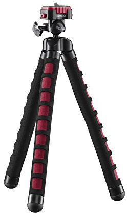 Mantona kaleido Flex leichtes Flex Stativ (mit hochwertigem 360° Kugelkopf, geeignet für Digital und Videokameras, Smartphones und Action Cams) sundown red, 21402