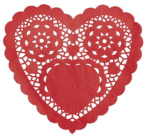 Unique Party 62893 Türschließer 15 cm rot Herz Tortenspitzen aus Papier, 30 Stück