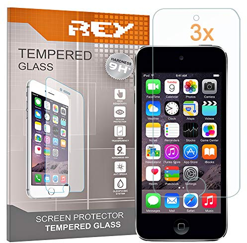 REY 3X Protector de Pantalla para iPod Touch 5/6 y iPod 7 2019, Cristal Vidrio Templado Premium