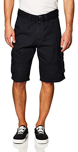Southpole Herren Ripstop Belted Cargo Shorts Cargos, Marineblau, 46