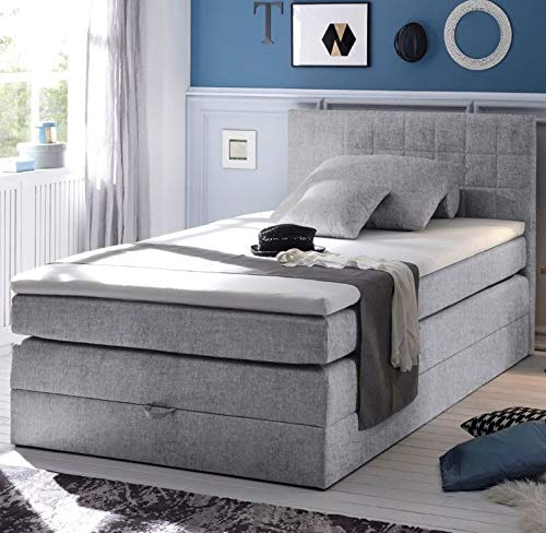 Froschkönig24 Hawaii Boxspringbett 120x200cm Bett Einzelbett Komfortbett Kinderbett Lichtgrau, Ausführung:Variante 2