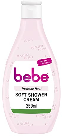 bebe Soft Shower Cream (250 ml), cremiges Duschgel für trockene Haut, Hautpflege Duschcreme mit sanftem Duft, spendet langanhaltende Feuchtigkeit, Verpackung kann variieren