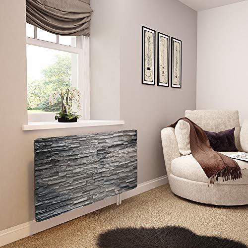 Glass Radiator Cover Printed - Slate Wall - Made by Premier Range in 620mm Wide x 640mm High