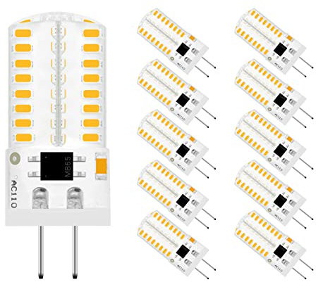 Dimmable LED G4 Bi-Pin Base Bulbs,AC 110V(Do Not Use in Low Voltage 12V), 3W(Equivalent to 20W 30W T3 Halogen Track Bulb), Warm White 3000K, Home Lighting,Landscape Light,Ceiling Lights,10-Pack