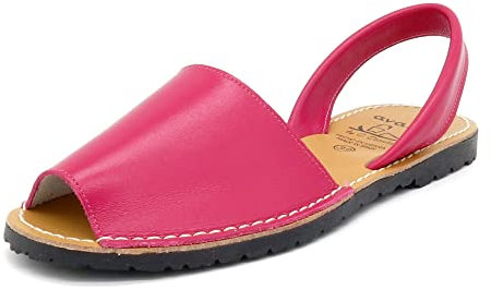AVARCA Sandalo Aperto Donna Estate Primavera Vera-Pelle Rosa Pink Taglia 38 Aperto Basso Comodo Elegante Scarpe-estive spagnole Piatti Infradito Spiaggia Vacanza Minorca Mallorca Ibiza Menorquina