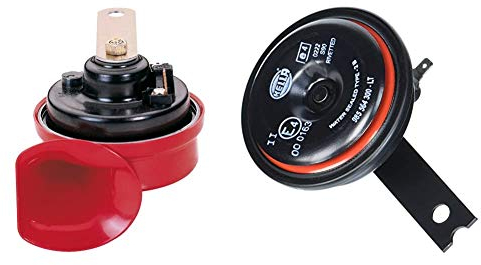 HELLA 3FG 007 424-011 Fanfare & 3AL 922 000-951 Horn, 113dB(A), Gehäusefarbe rot/schwarz