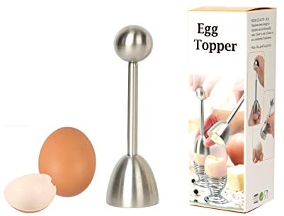 Eieröffner Egg Topper Edelstahl 14.5 cm für hart und weich gekochte für Zuhause Küche (Silver)